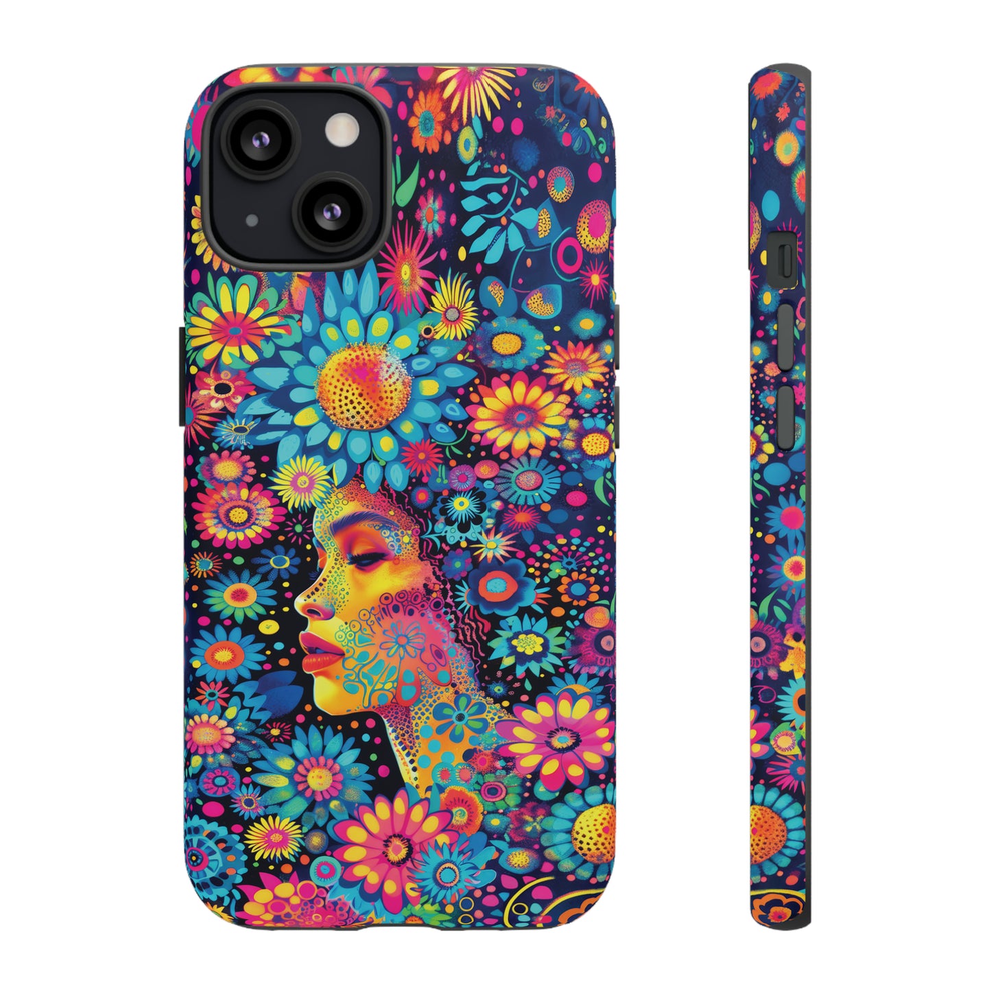 Phone Case, whimsical flower girl, Artistic design, Tough Case, Colorful flower fantasy design, iPhone 15, 14, 13, 12, 11, Samsung, Pixel