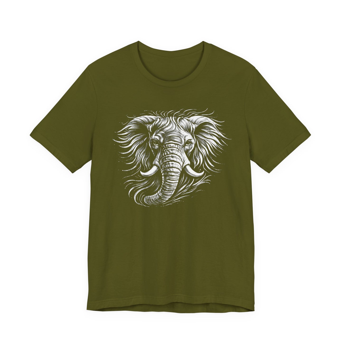 Elephant Head Graphic Tee — Detailed Monochrome in chalk drawing style Wildlife T-Shirt