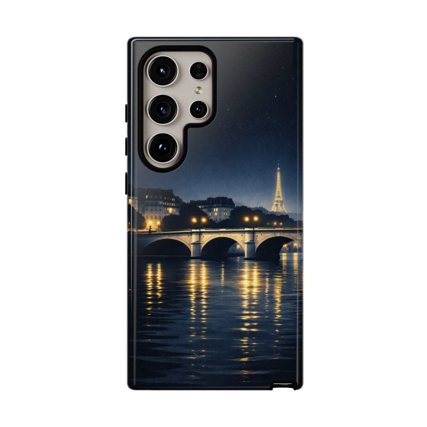 Paris Night Skyline Tough Phone Case — Eiffel Tower Reflections