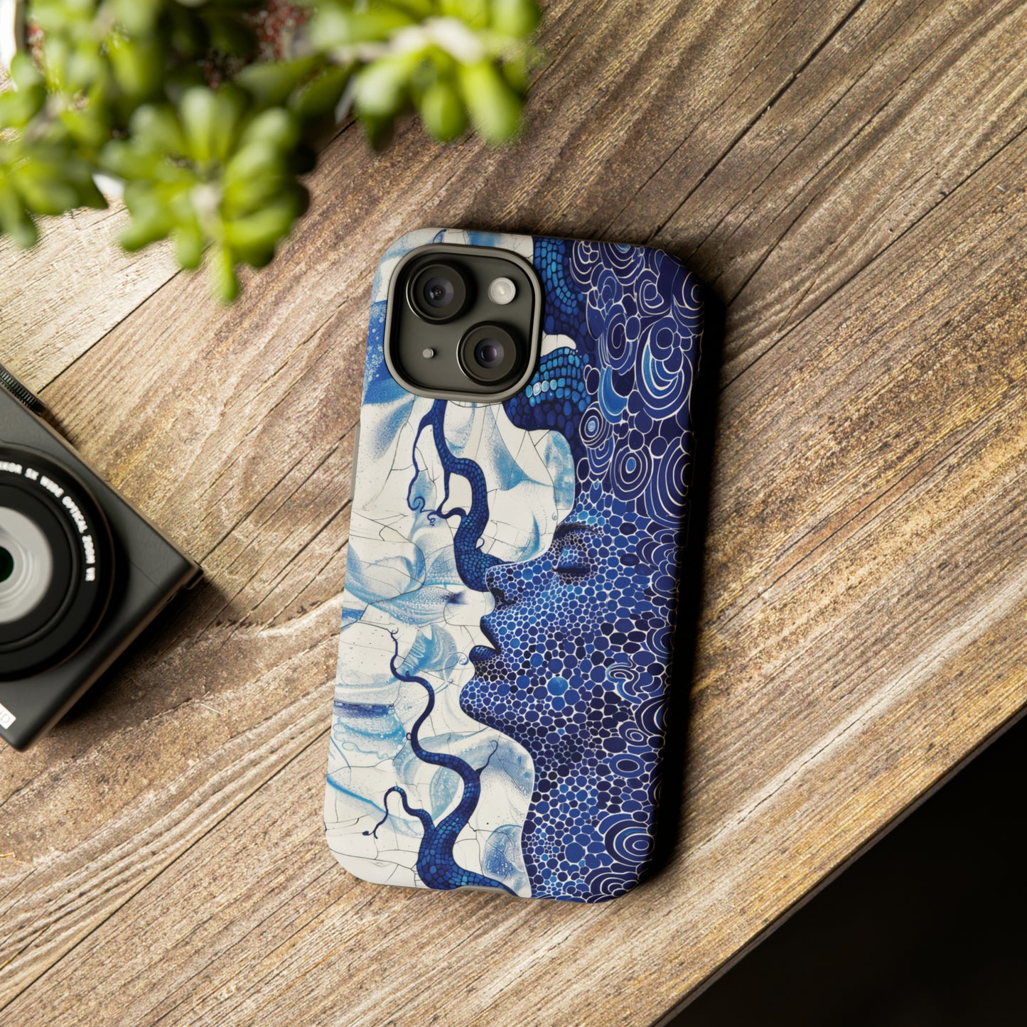 Phone Case, blue woman Artistic design, Tough Case, Colorful whimsical fantasy design, iPhone 15, 14, 13, 12, 11, Samsung, Pixel