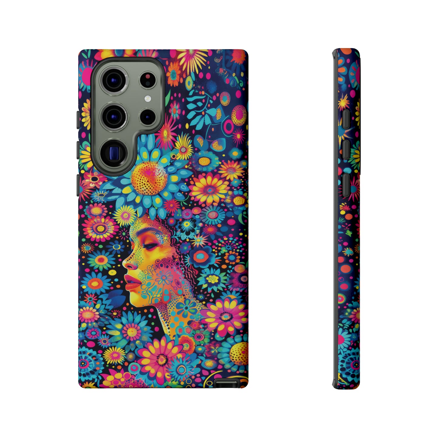 Phone Case, whimsical flower girl, Artistic design, Tough Case, Colorful flower fantasy design, iPhone 15, 14, 13, 12, 11, Samsung, Pixel