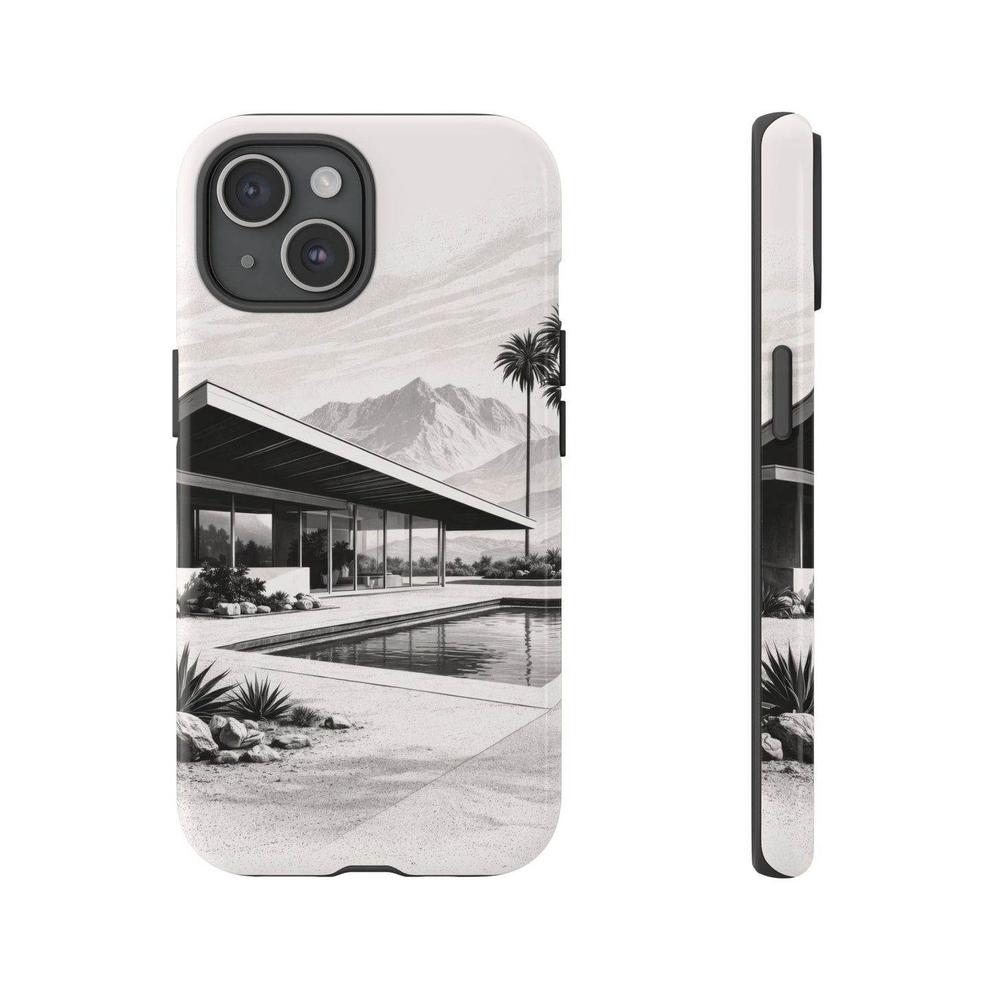 Mid-Century Palm Springs Phone Case – Retro Modern Desert House Design