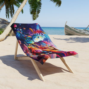 Girl swimming with a sea creature Beach Towel in two sizes