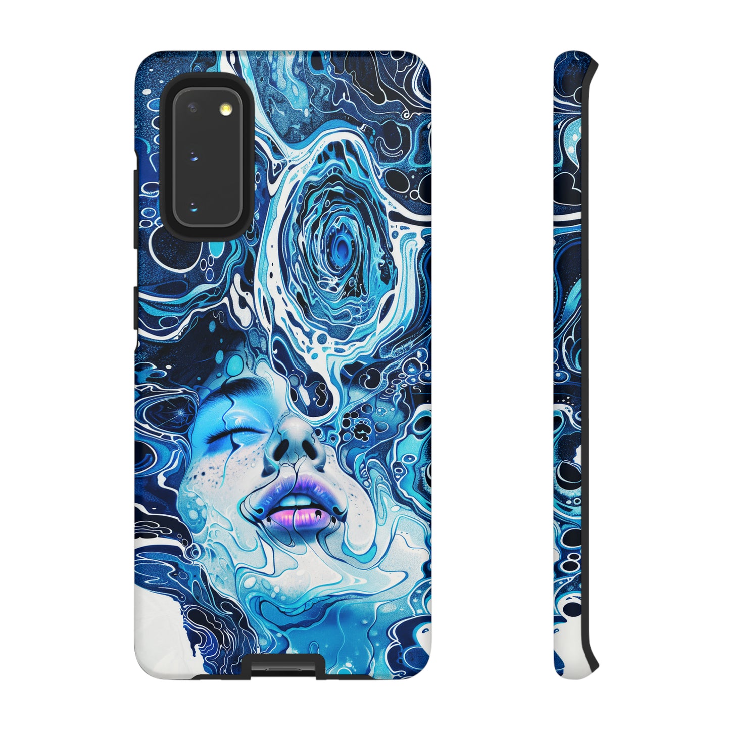 Phone Case, whimsical water fantasy design, blue woman in water, Artistic design, Tough Case, , iPhone 15, 14, 13, 12, 11, Samsung, Pixel