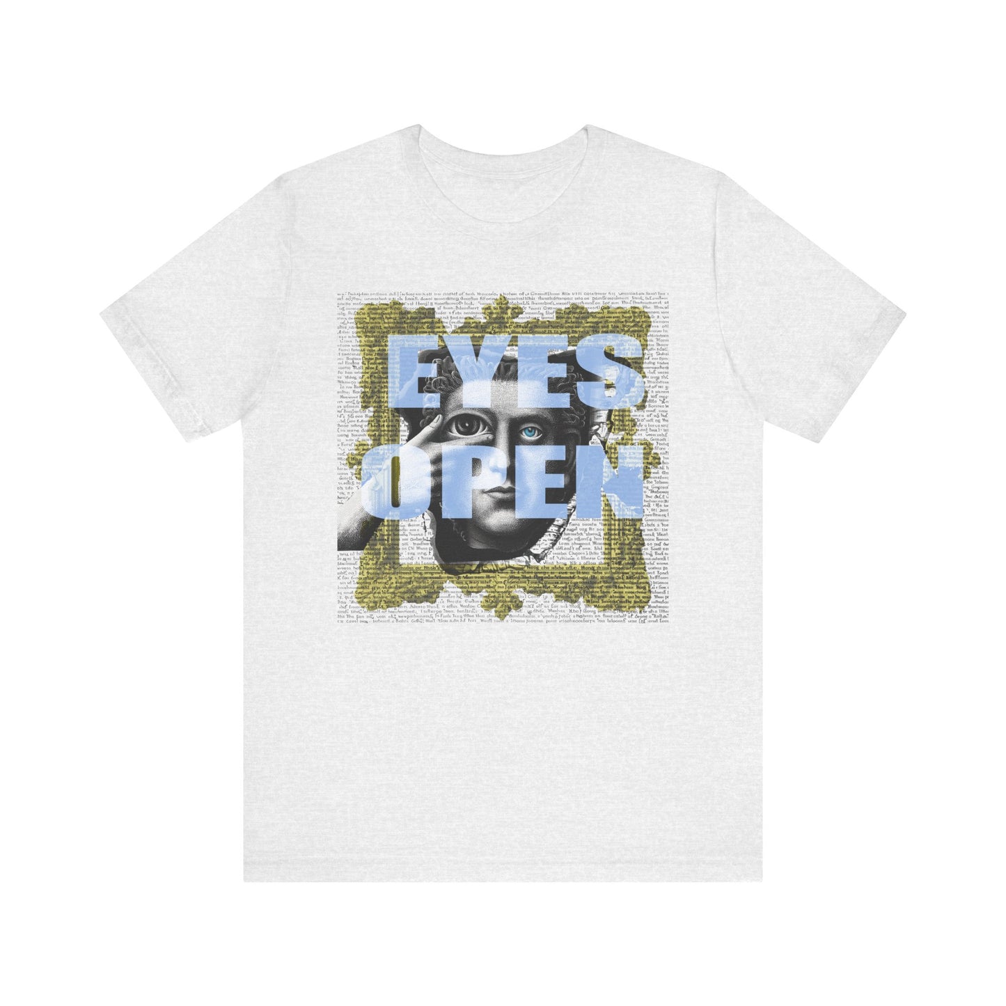Eyes Open Graphic Tee – Surreal Pop Art Collage Shirt, Avant-Garde Streetwear, Vintage Engraving Design, Unisex Modern Fit Vintage Statue Graphic Shirt