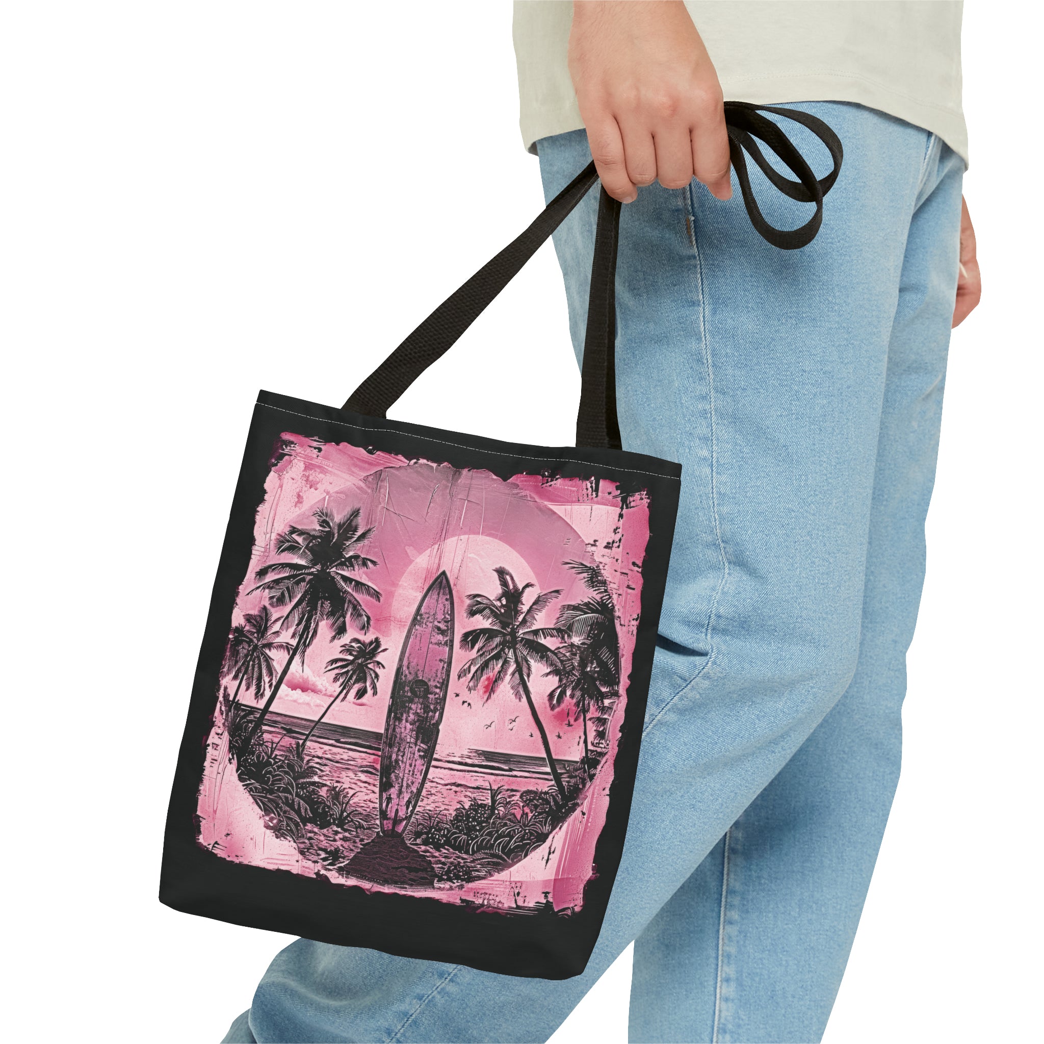 Pink Vintage surfboard Tote Bag (AOP)