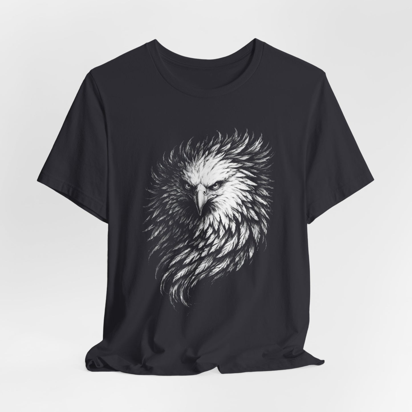 Eagle Head Feather Art T-Shirt in a chalk style, Majestic Eagle Illustration Tee