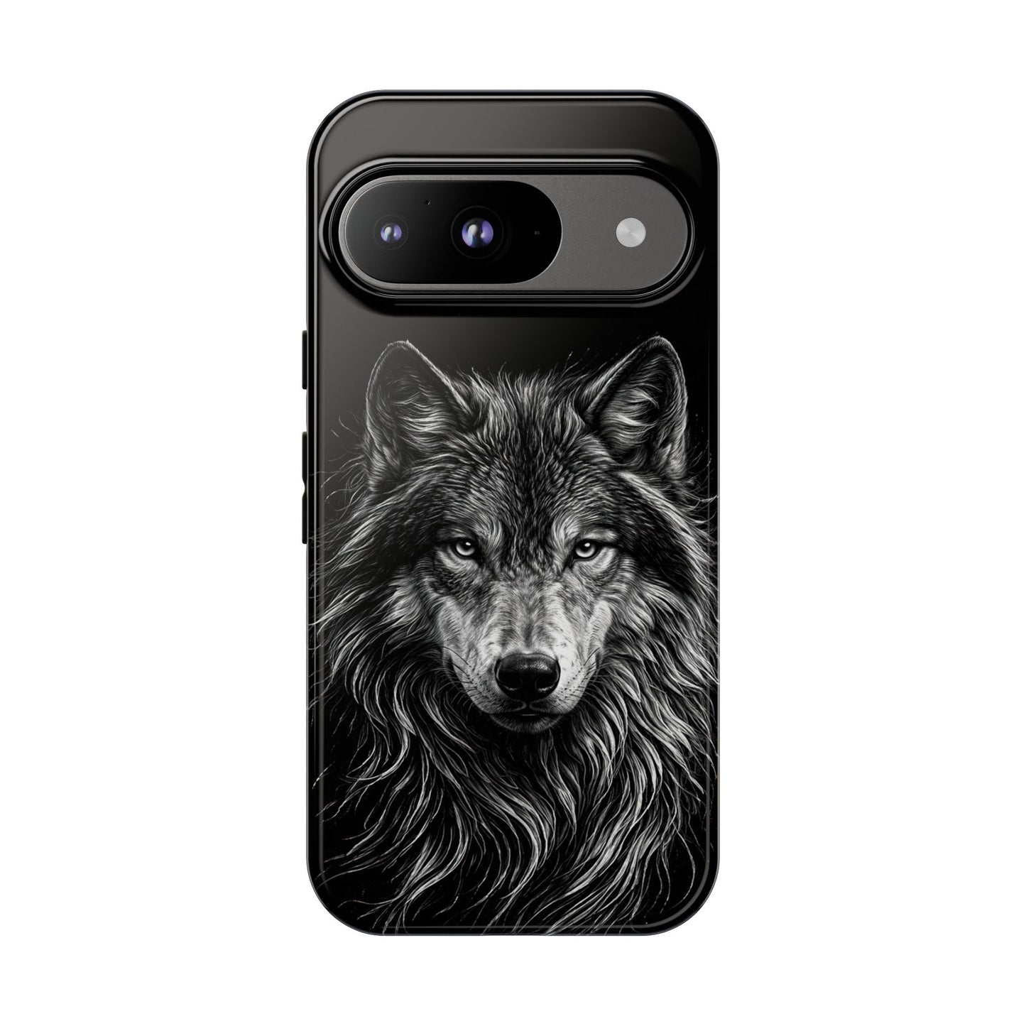 Wolf drawing Phone Case - Tough and Stylish Black Design