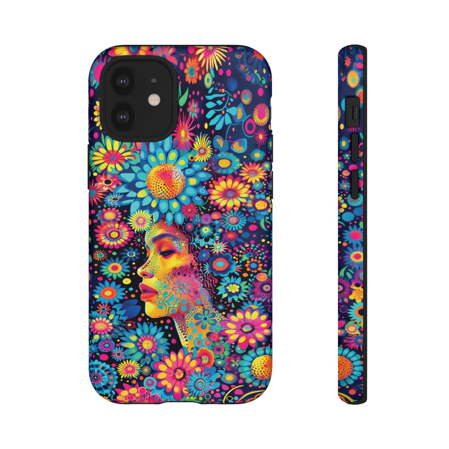 Phone Case, whimsical flower girl, Artistic design, Tough Case, Colorful flower fantasy design, iPhone 15, 14, 13, 12, 11, Samsung, Pixel