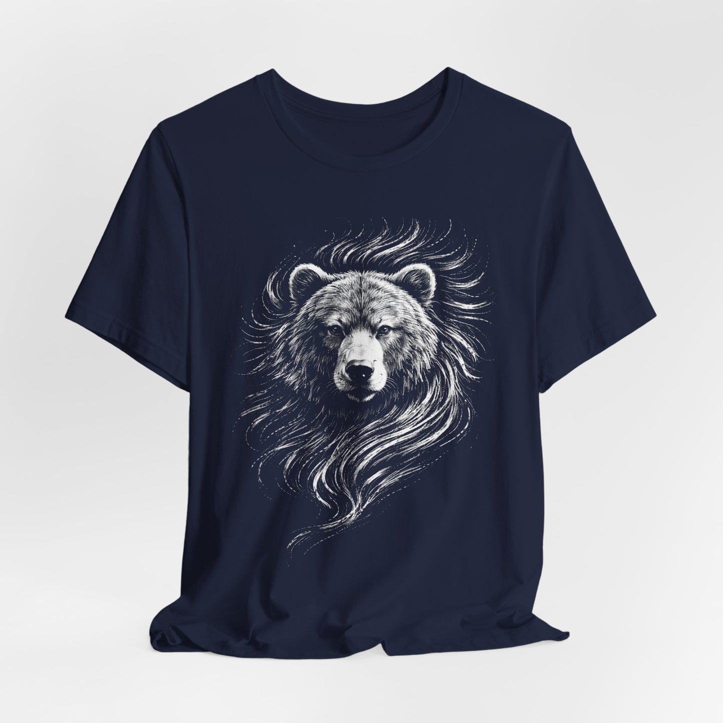 Grizzly Bear Portrait T-Shirt | Hand-Drawn Wildlife Tee in chalk style
