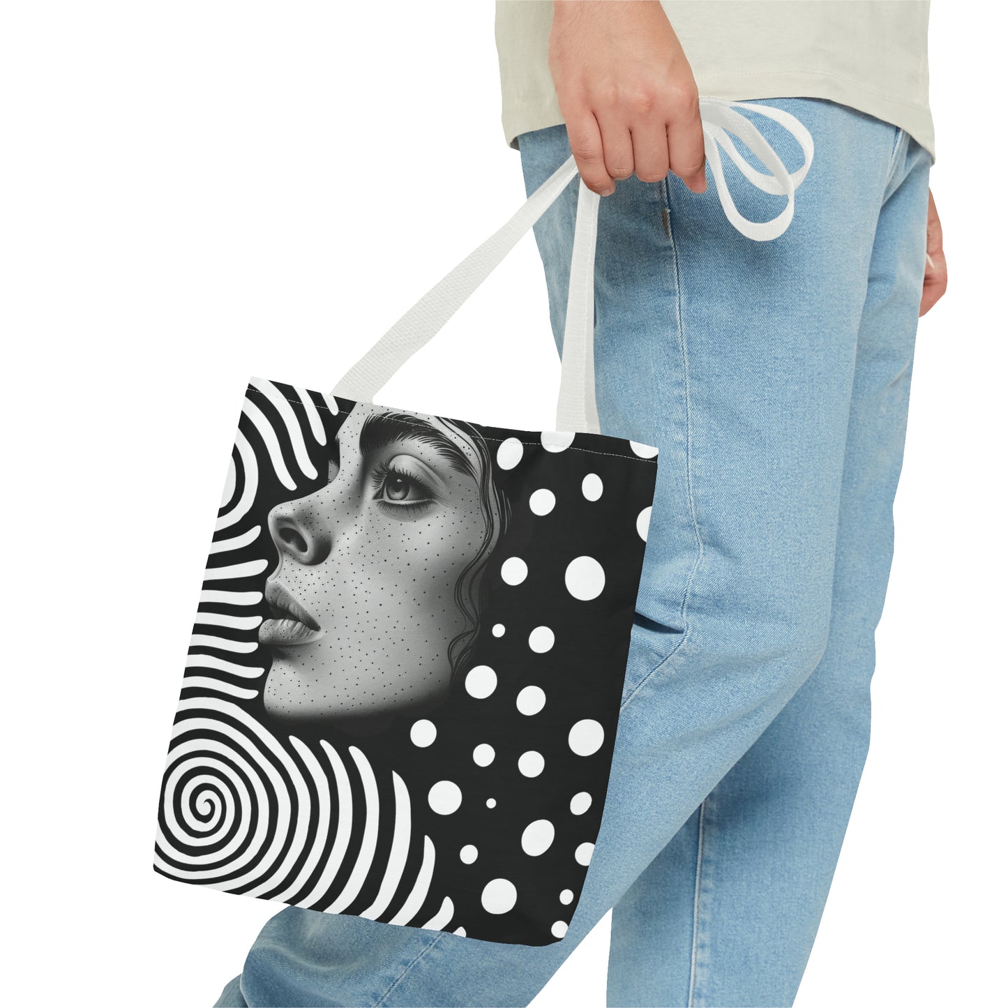 Black & white swirl Tote Bag in 3 sizes