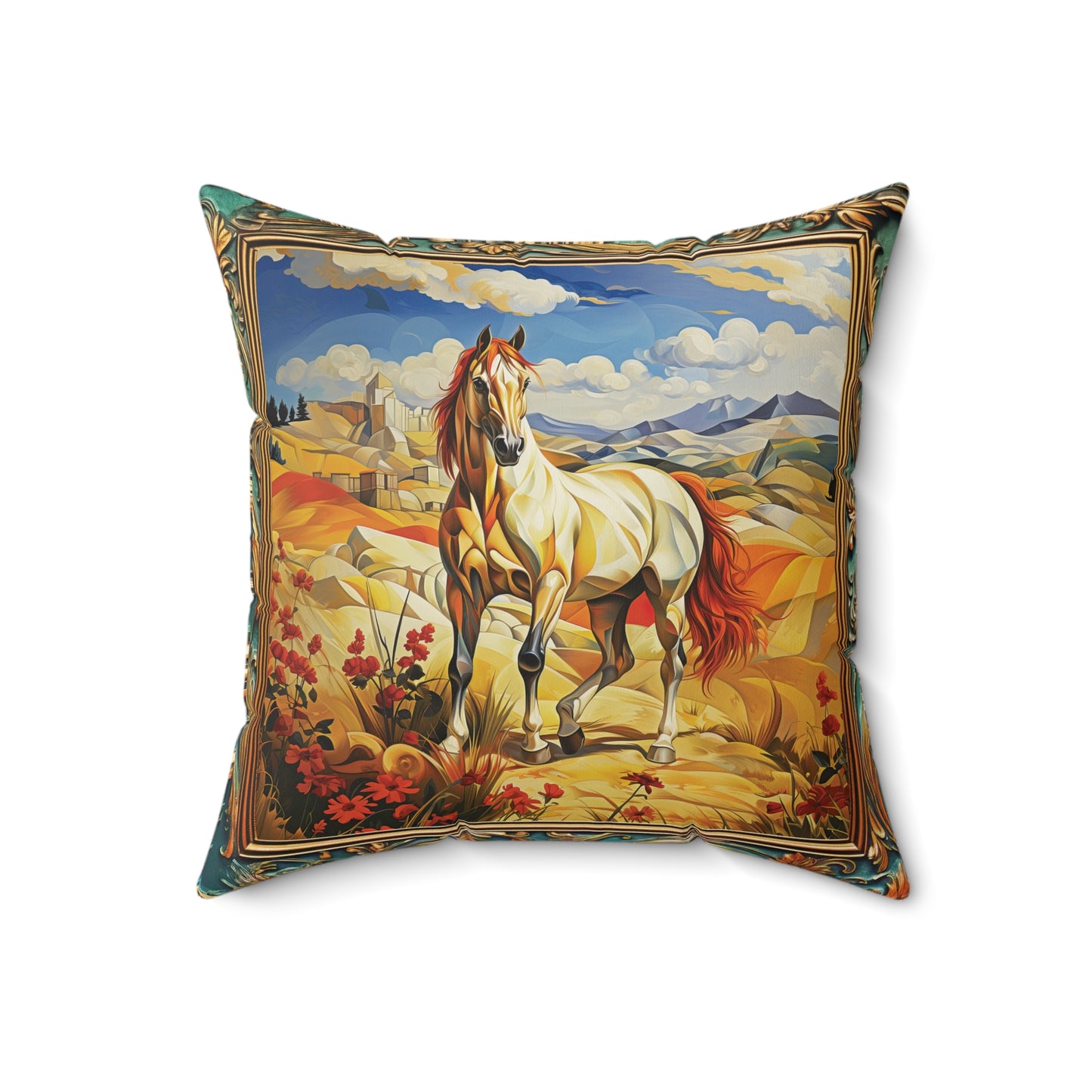 White Horse Square Pillow