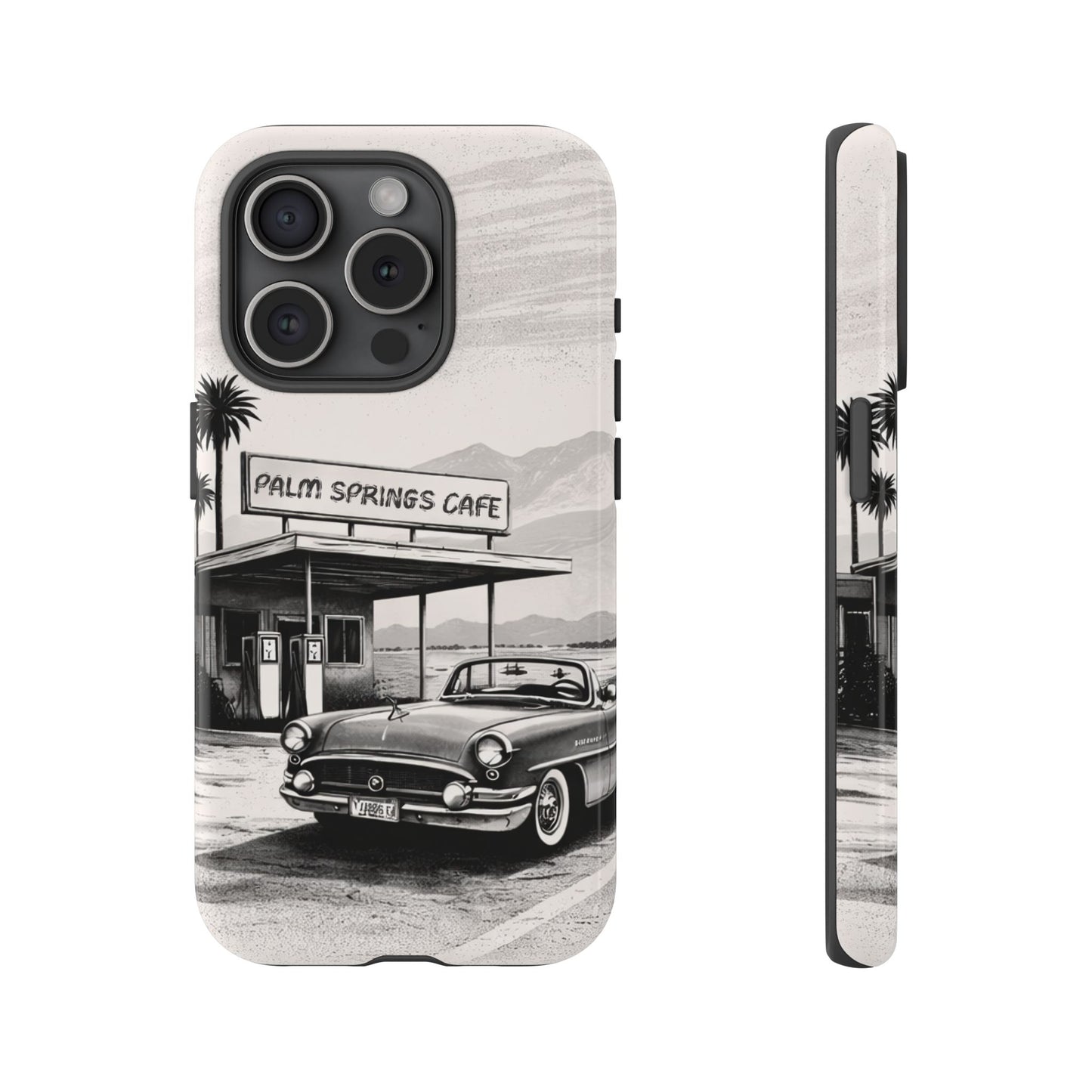 Vintage Palm Springs Cafe Phone Case – Retro Convertible Roadtrip Design