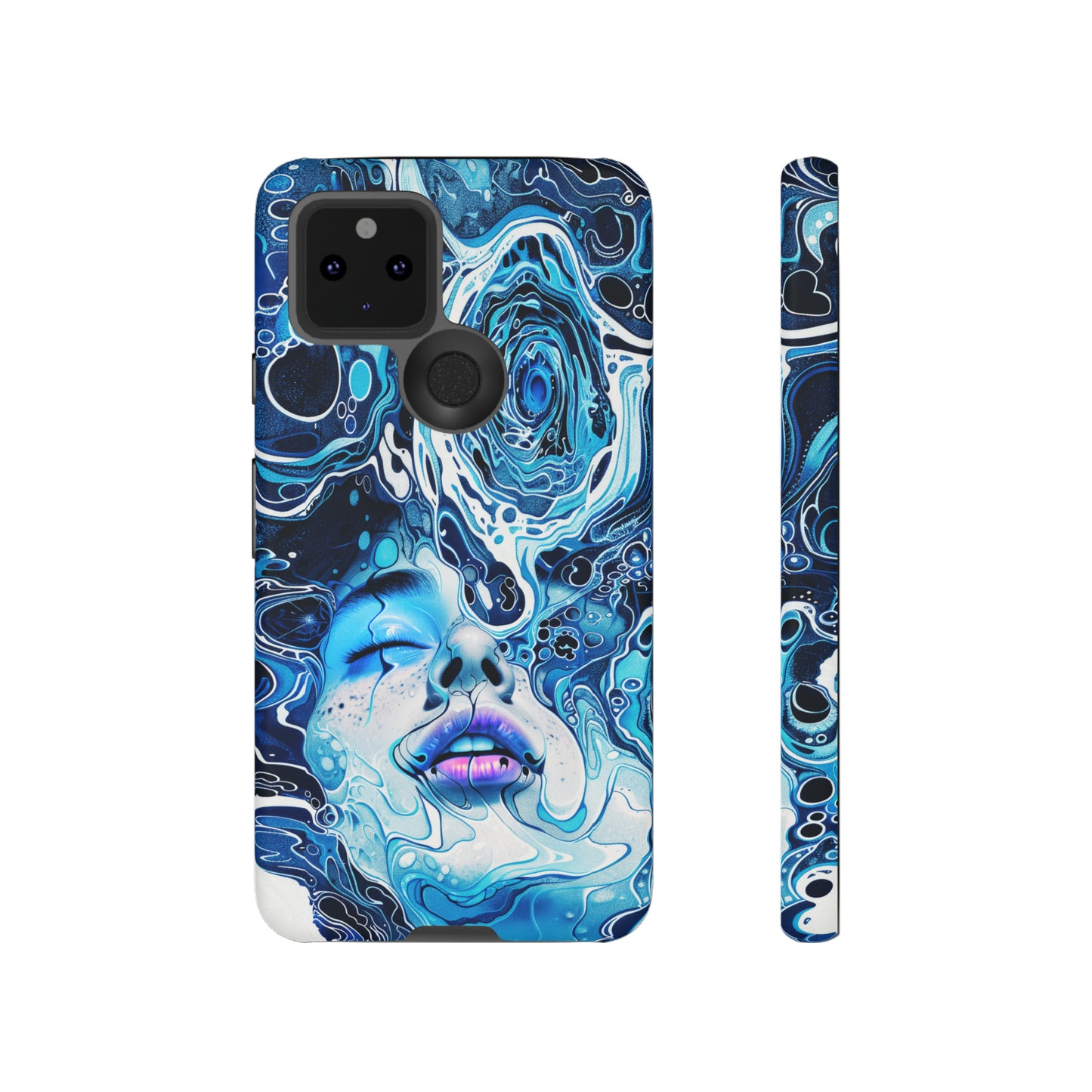 Phone Case, whimsical water fantasy design, blue woman in water, Artistic design, Tough Case, , iPhone 15, 14, 13, 12, 11, Samsung, Pixel