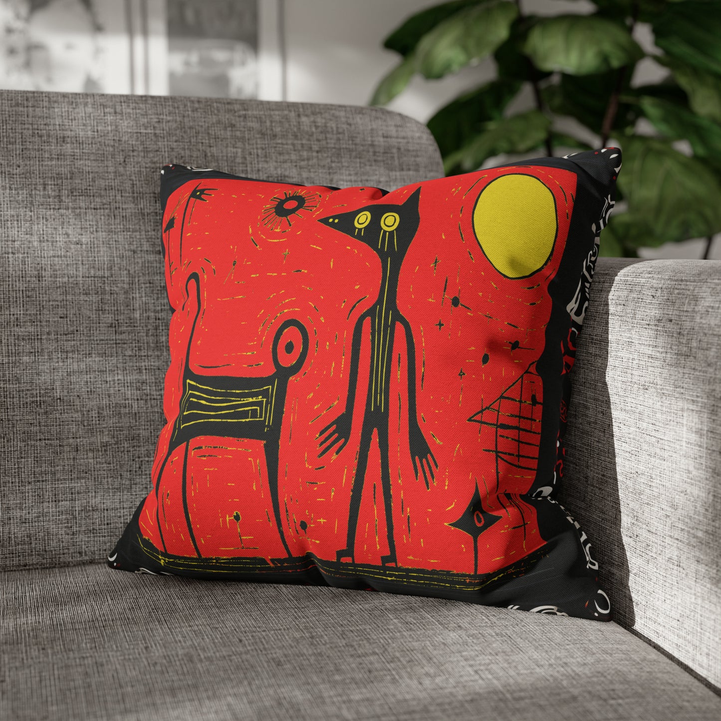 Alien Pillow in Black & Red