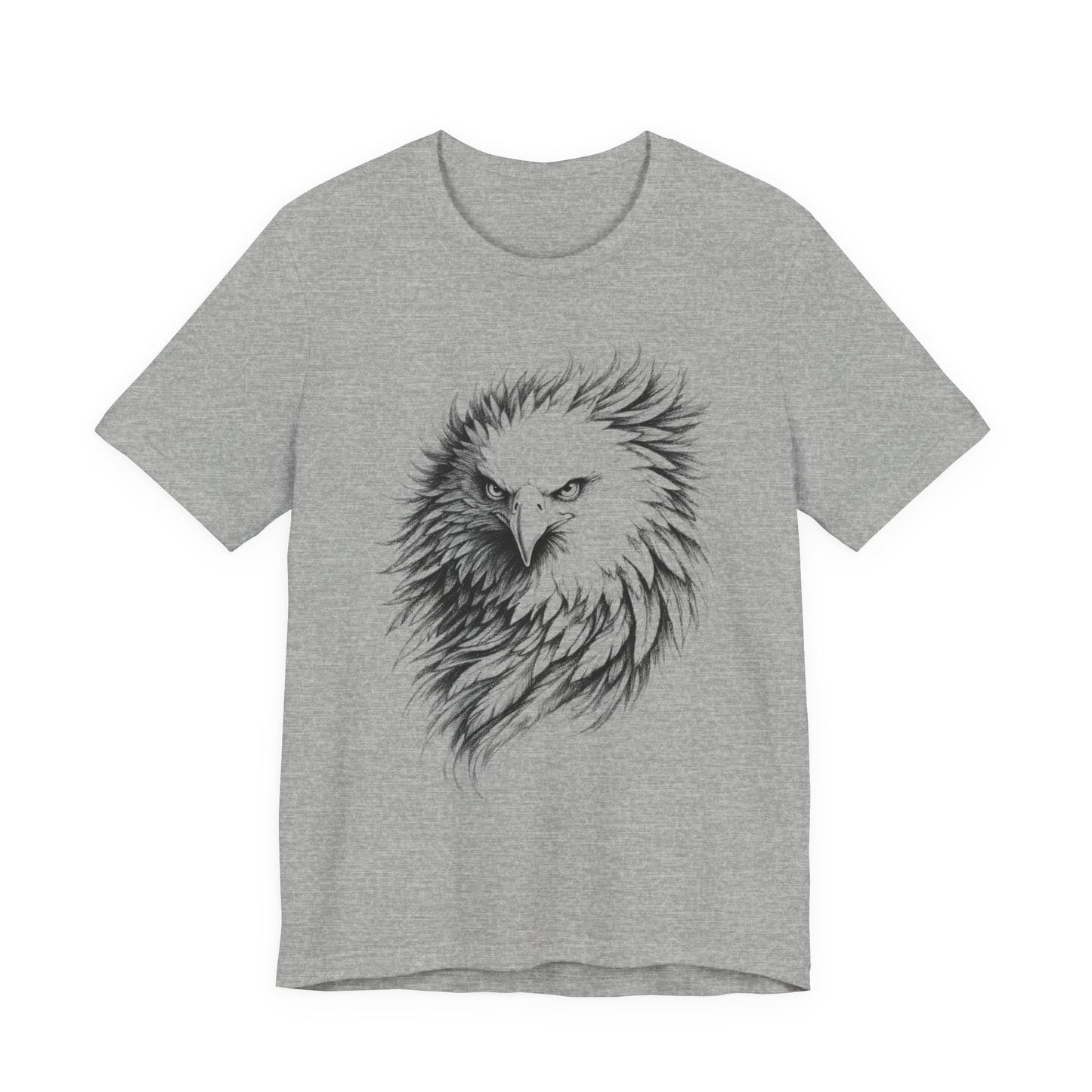Eagle Head Sketch Tee — Detailed Black & White Bald Eagle Illustration in charcoal T-Shirt