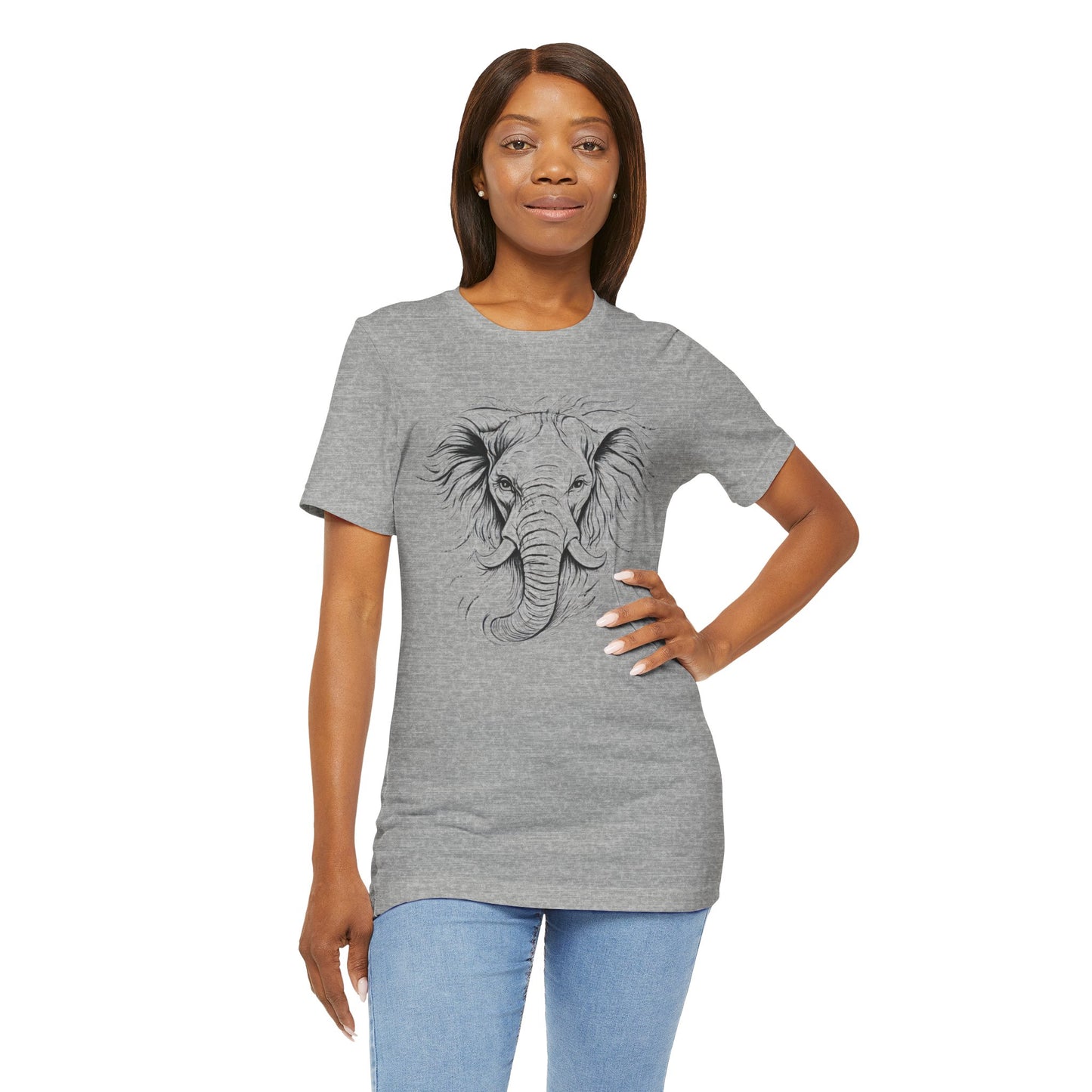 Elephant Sketch T-Shirt — Detailed Hand-Drawn in charcoal style, Elephant Graphic Tee