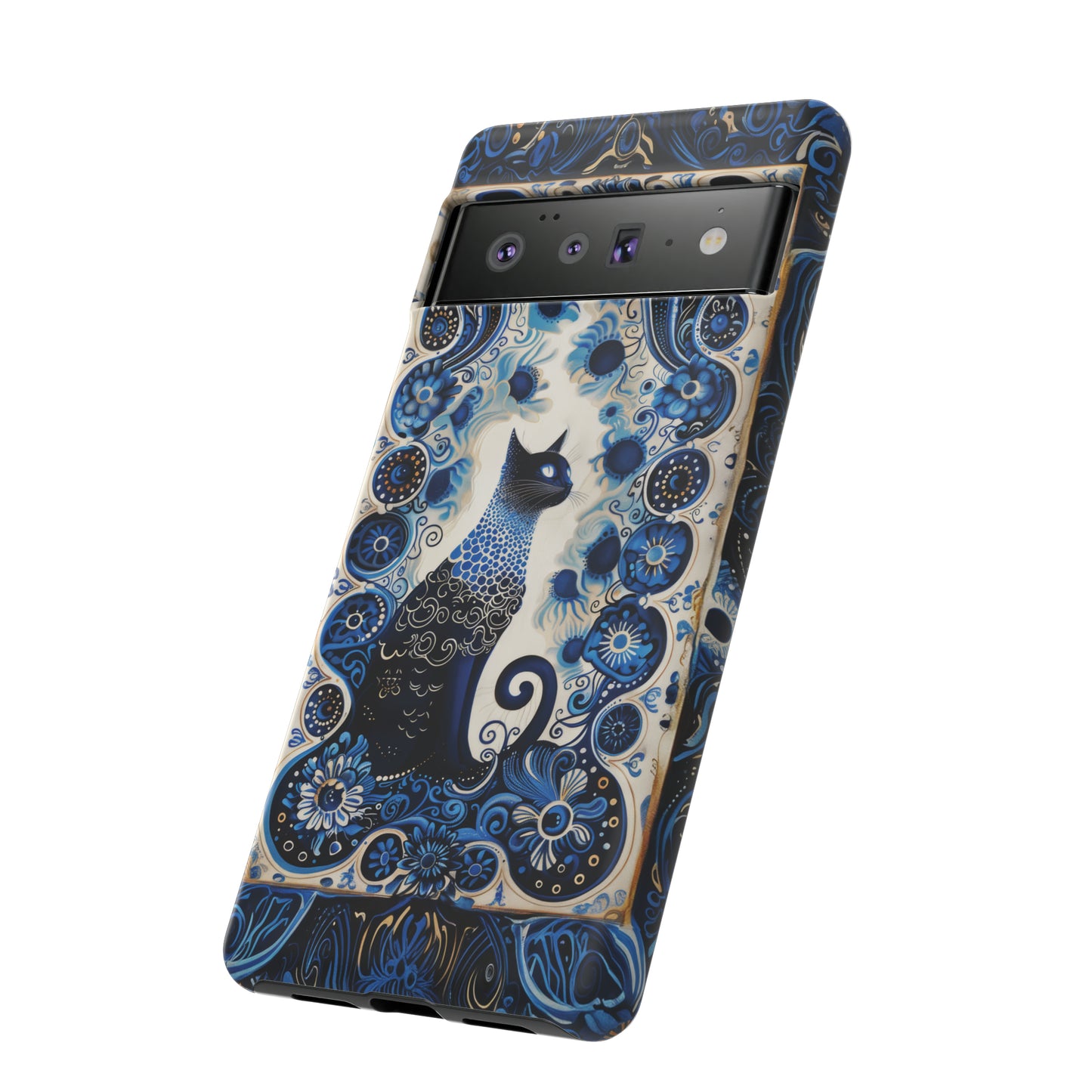 Black cat in frame Tough Cases