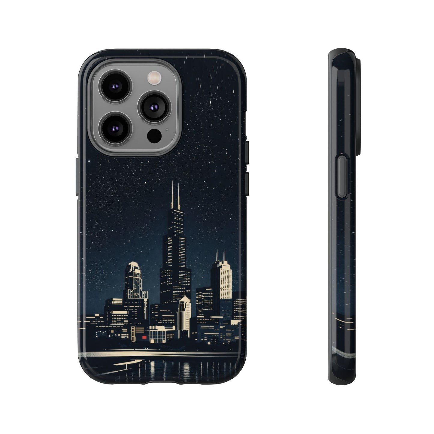 Chicago City Skyline Tough Phone Case – Nighttime Chicago Skyscraper Design