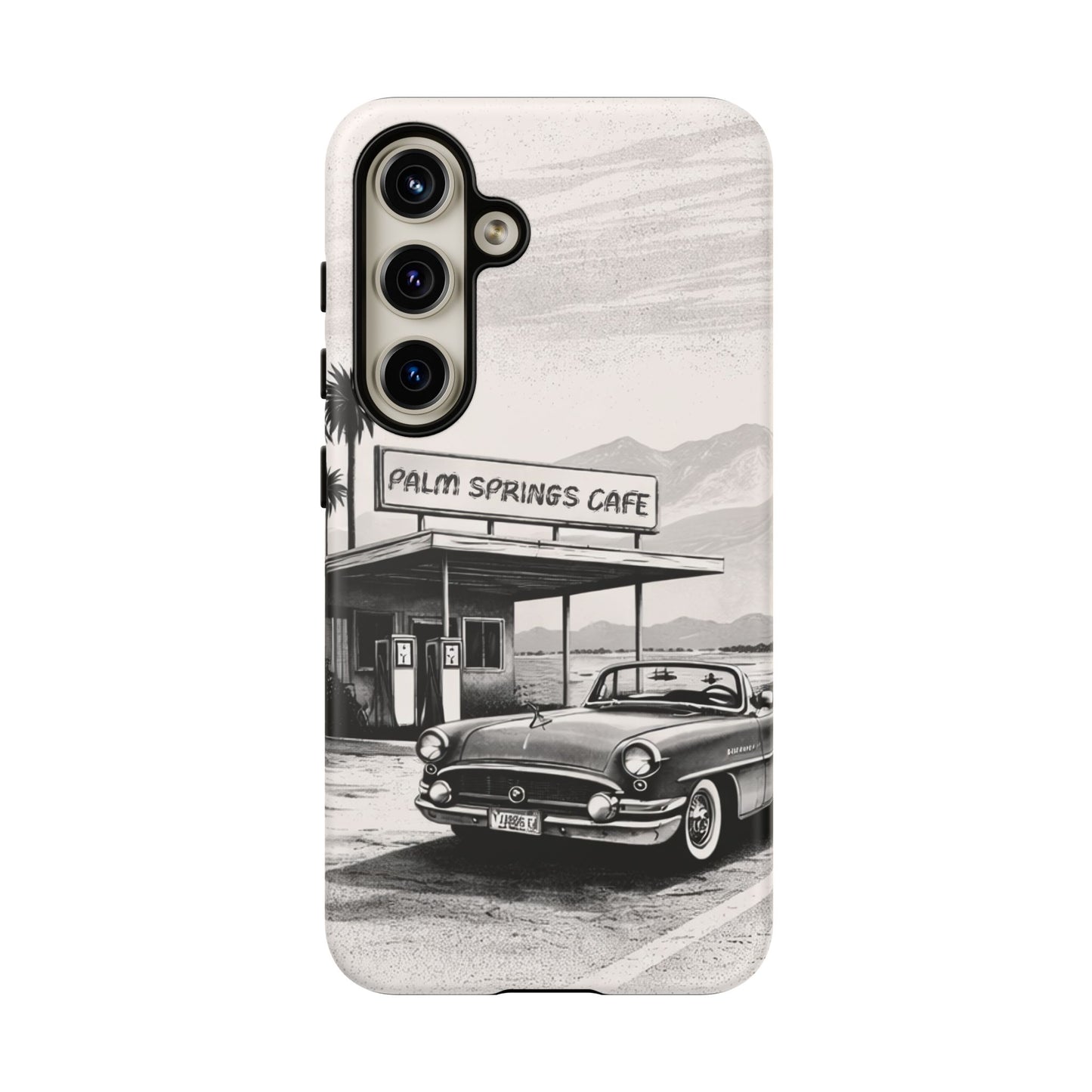 Vintage Palm Springs Cafe Phone Case – Retro Convertible Roadtrip Design