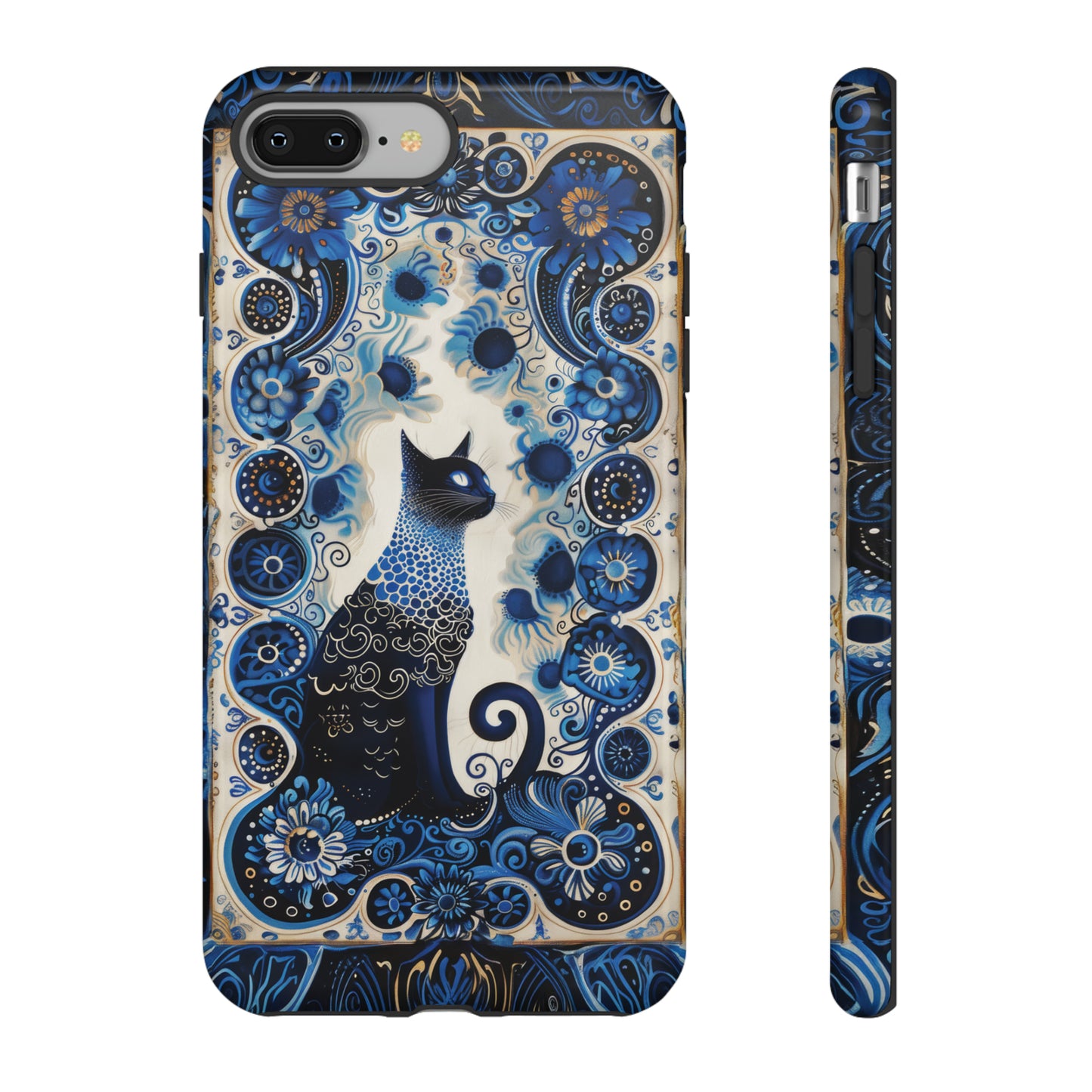 Black cat in frame Tough Cases