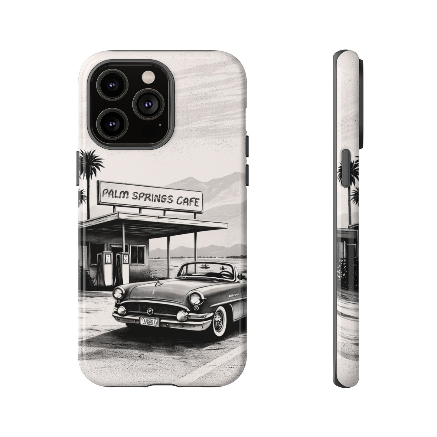 Vintage Palm Springs Cafe Phone Case – Retro Convertible Roadtrip Design