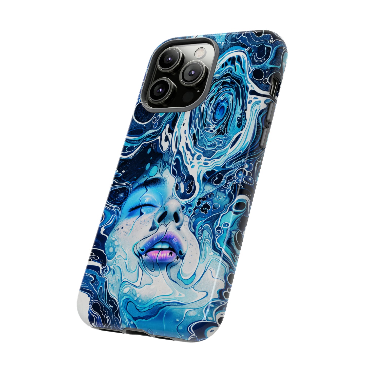 Phone Case, whimsical water fantasy design, blue woman in water, Artistic design, Tough Case, , iPhone 15, 14, 13, 12, 11, Samsung, Pixel