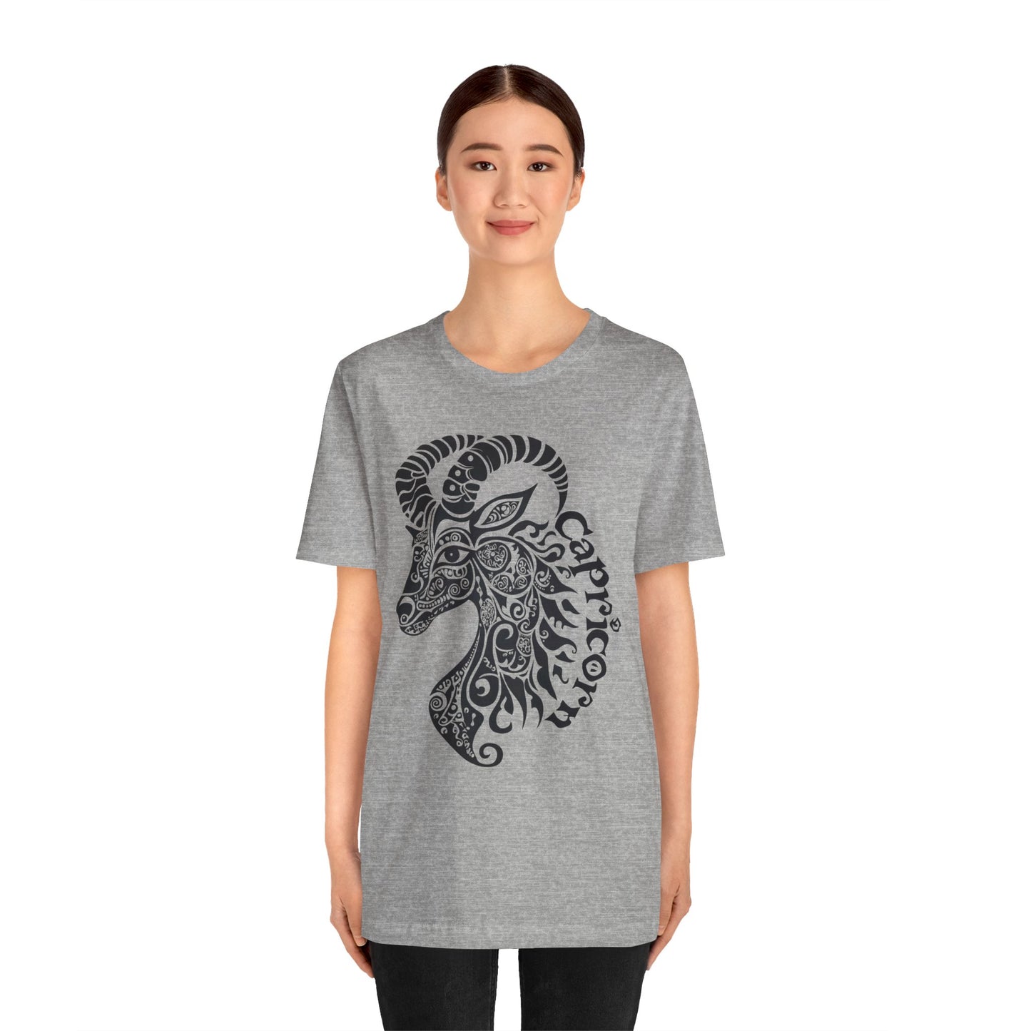 Capricorn with black graphic Unisex Jersey Short Sleeve Tee