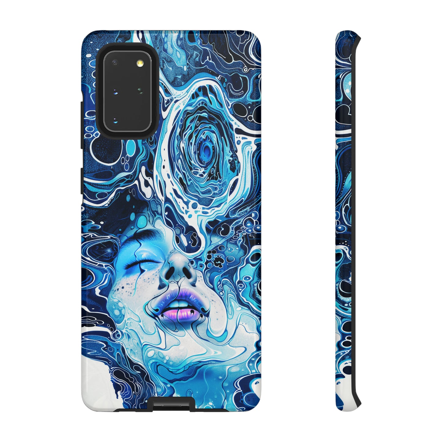 Phone Case, whimsical water fantasy design, blue woman in water, Artistic design, Tough Case, , iPhone 15, 14, 13, 12, 11, Samsung, Pixel