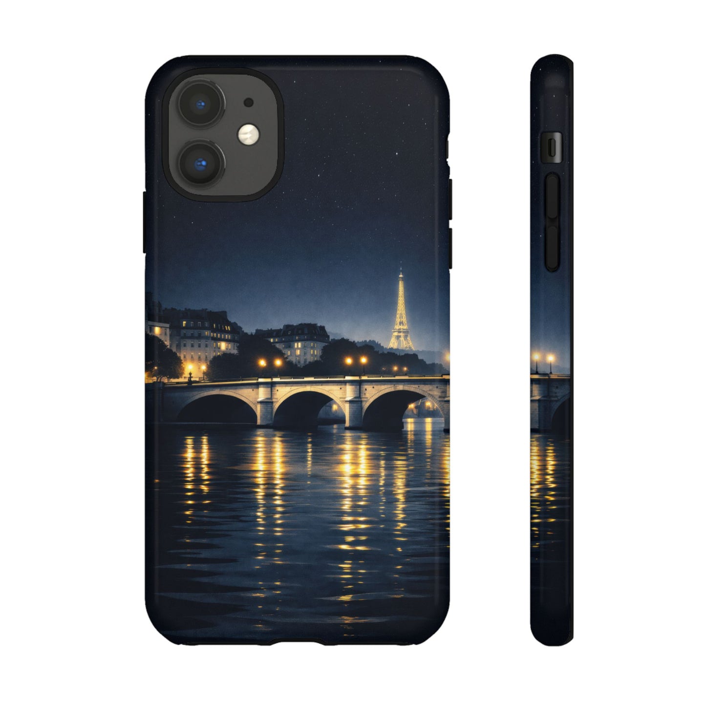 Paris Night Skyline Tough Phone Case — Eiffel Tower Reflections