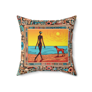 Poke A Dot Dog Square Pillow