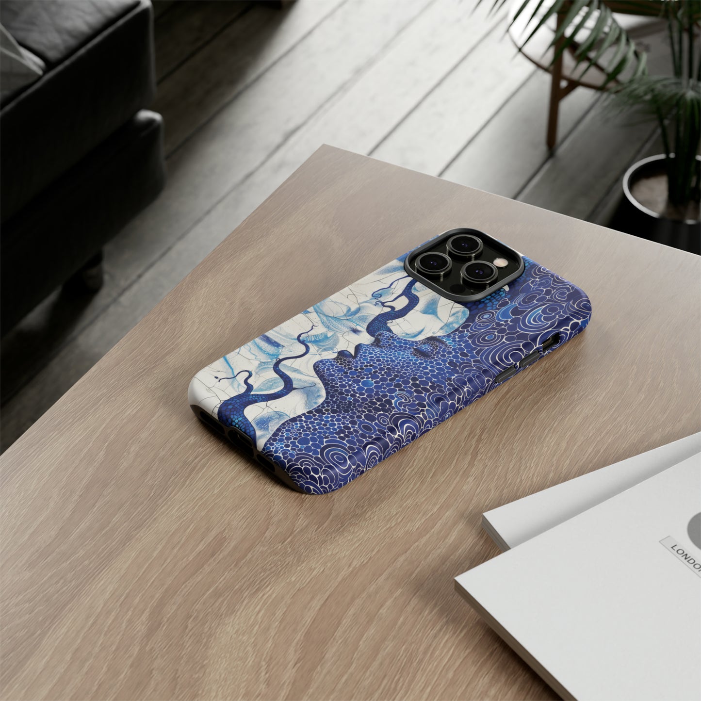 Phone Case, blue woman Artistic design, Tough Case, Colorful whimsical fantasy design, iPhone 15, 14, 13, 12, 11, Samsung, Pixel