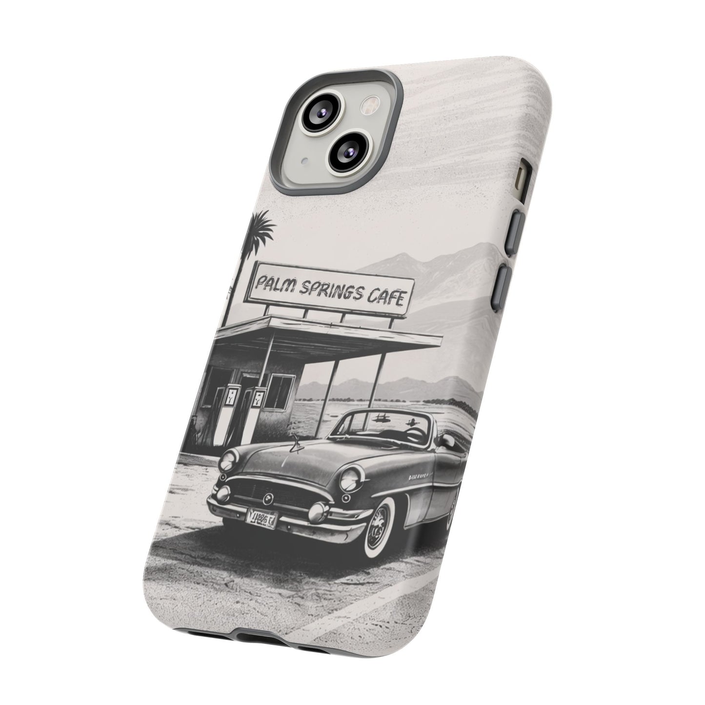 Vintage Palm Springs Cafe Phone Case – Retro Convertible Roadtrip Design