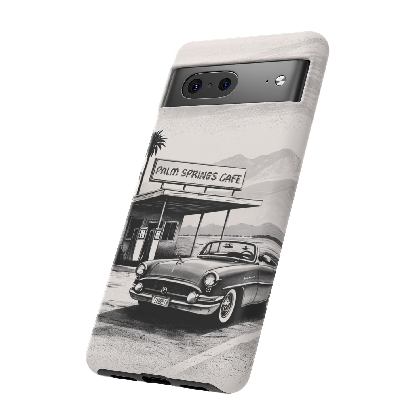Vintage Palm Springs Cafe Phone Case – Retro Convertible Roadtrip Design