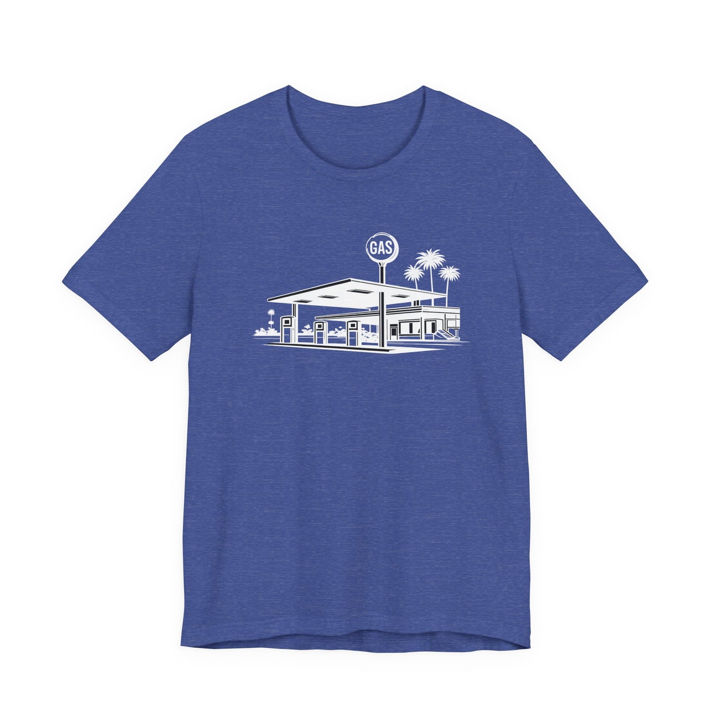 Mid Century Gas Station Graphic Tee, Icons of Mid Century series — Retro Desert Pump Illustration T-Shirt, Palm Springs Modern