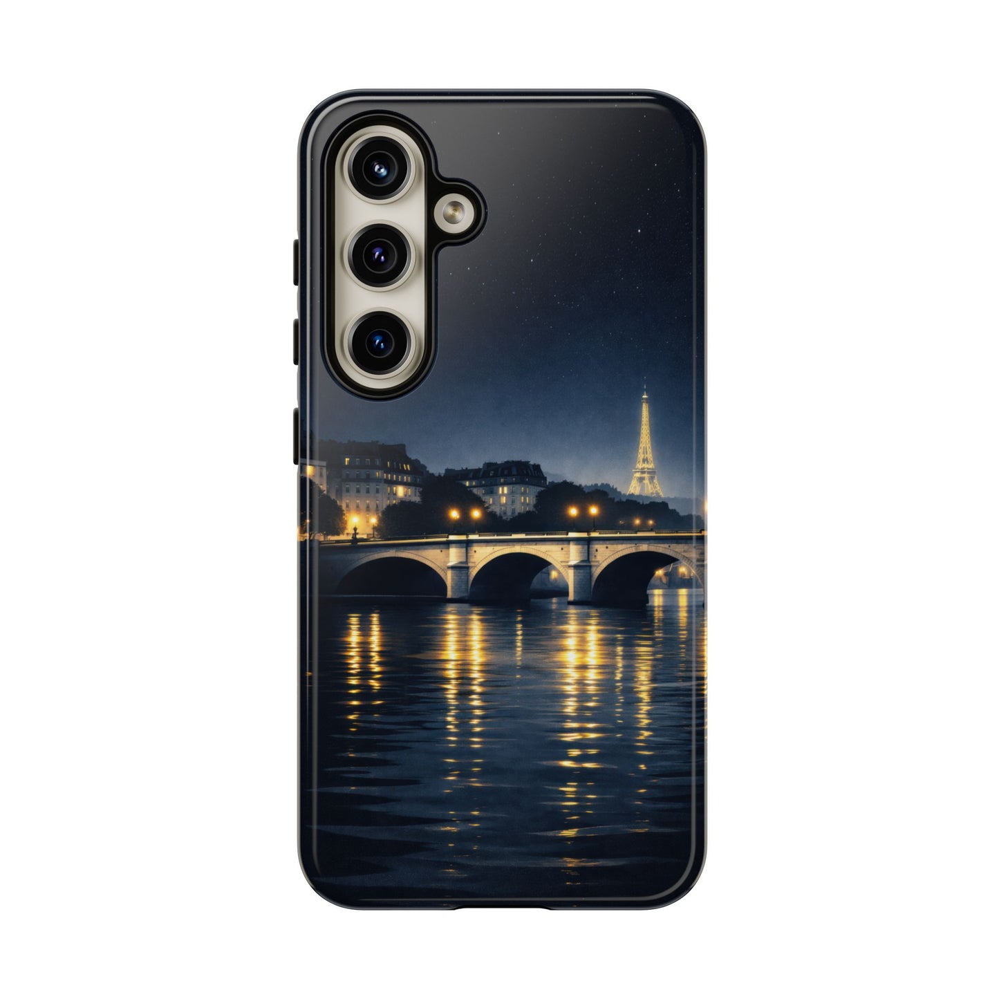 Paris Night Skyline Tough Phone Case — Eiffel Tower Reflections