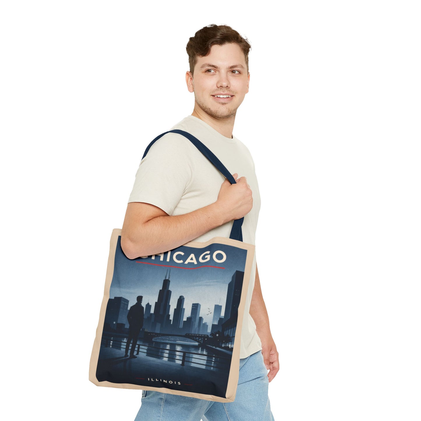 Chicago Skyline Tote Bag — Retro Cityscape Illinois Travel Bag
