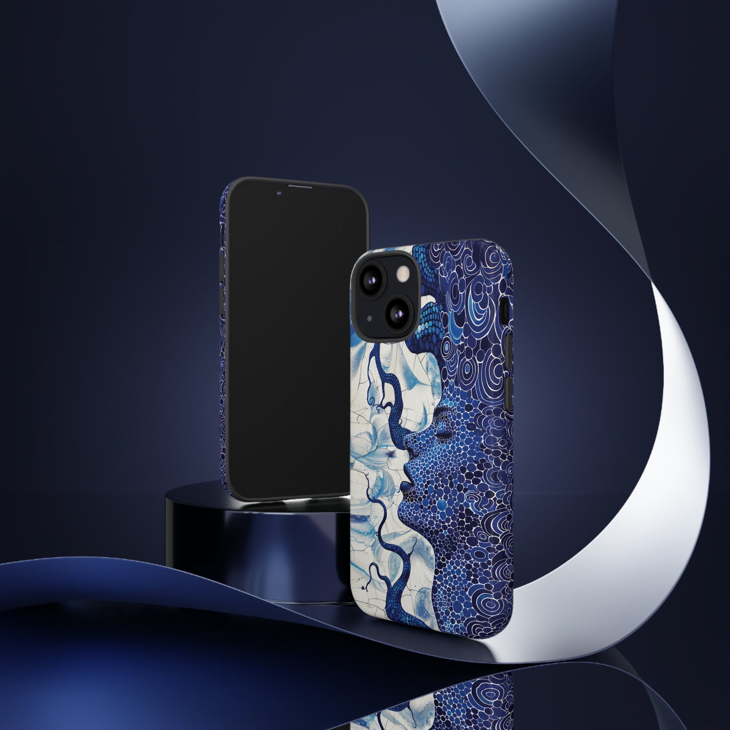 Phone Case, blue woman Artistic design, Tough Case, Colorful whimsical fantasy design, iPhone 15, 14, 13, 12, 11, Samsung, Pixel