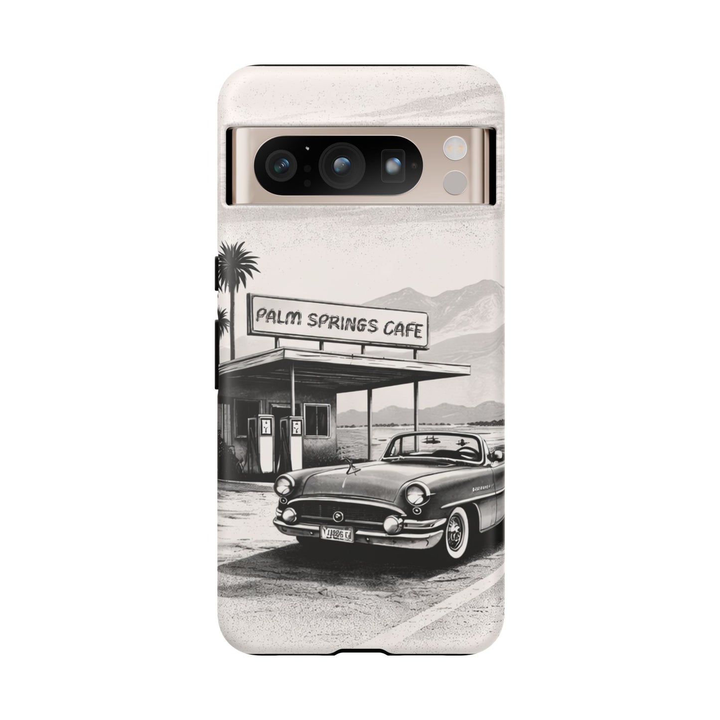 Vintage Palm Springs Cafe Phone Case – Retro Convertible Roadtrip Design