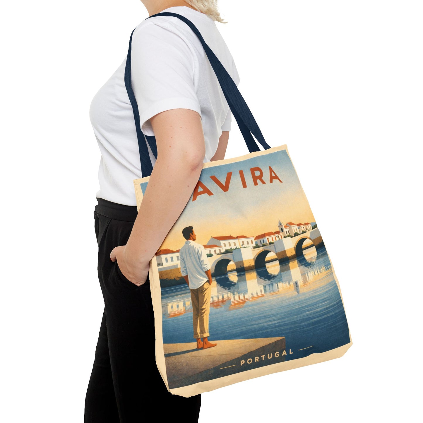 Tavira Portugal Vintage Travel Poster Tote Bag, Iconic Tavira