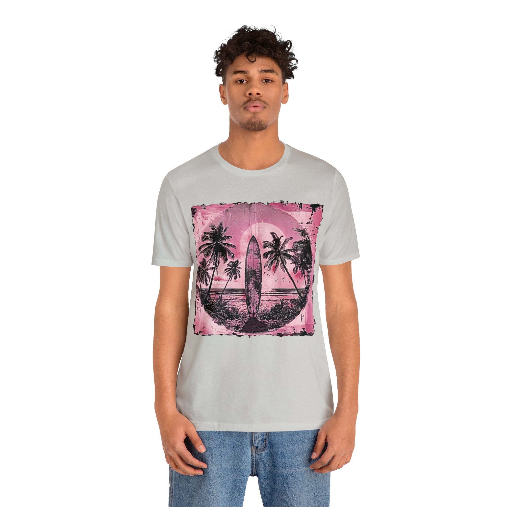 Pink vintage surfboard Unisex Jersey Short Sleeve Tee