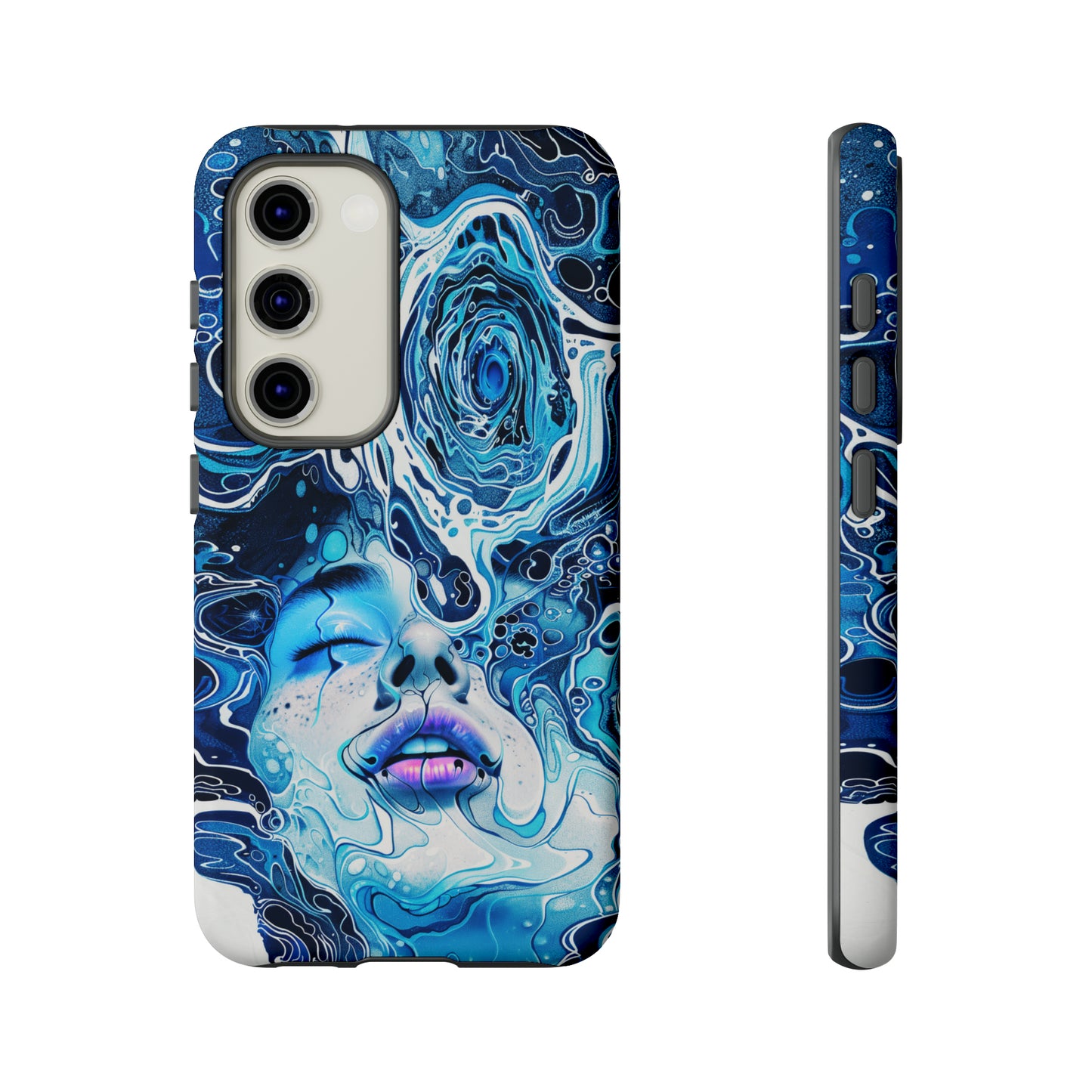 Phone Case, whimsical water fantasy design, blue woman in water, Artistic design, Tough Case, , iPhone 15, 14, 13, 12, 11, Samsung, Pixel