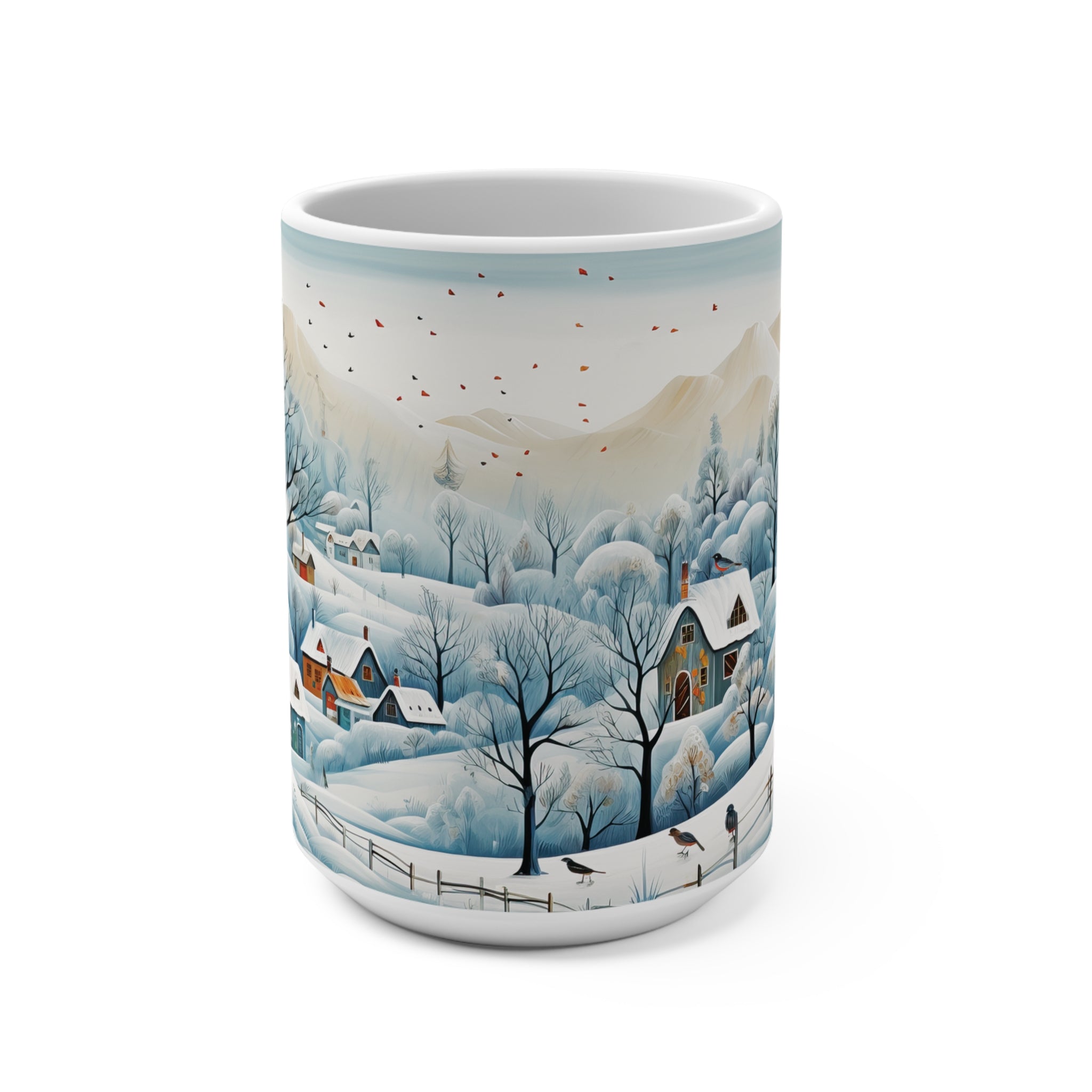 Birds in Winter Wonderland Mug 15oz