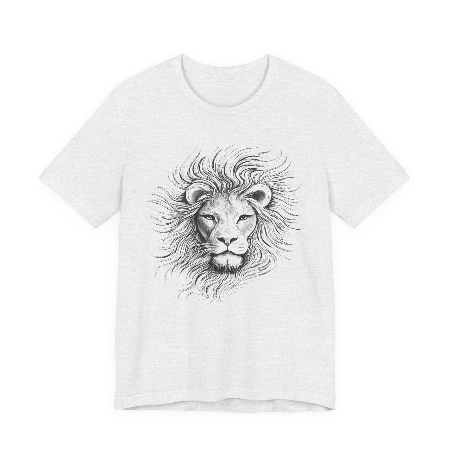 Lion Sketch T-Shirt — Detailed Black & White charcoal drawing style, Lion Portrait Tee