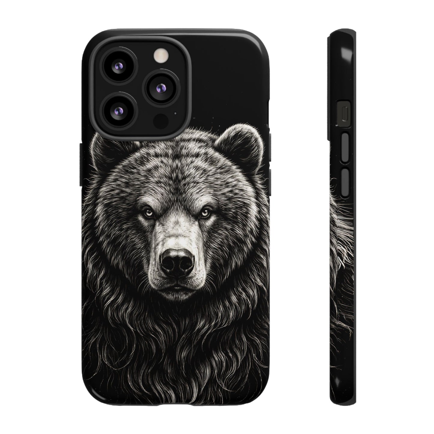 Sketch of a Bear Face Tough Phone Case – Rugged Wild Bear Phone Cover
