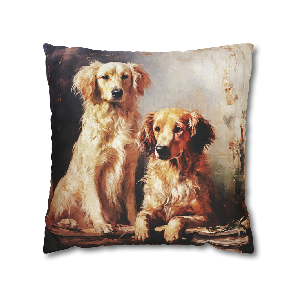Square Pillow Case 18" x 18", CASE ONLY, no pillow form, original Art ,a Beautiful Painting of a Pair of Golden Retrievers