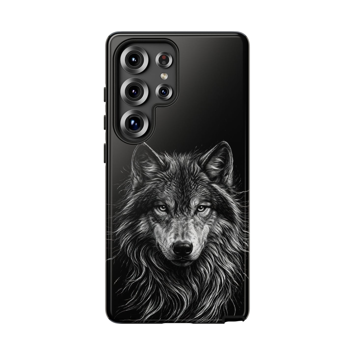 Wolf drawing Phone Case - Tough and Stylish Black Design