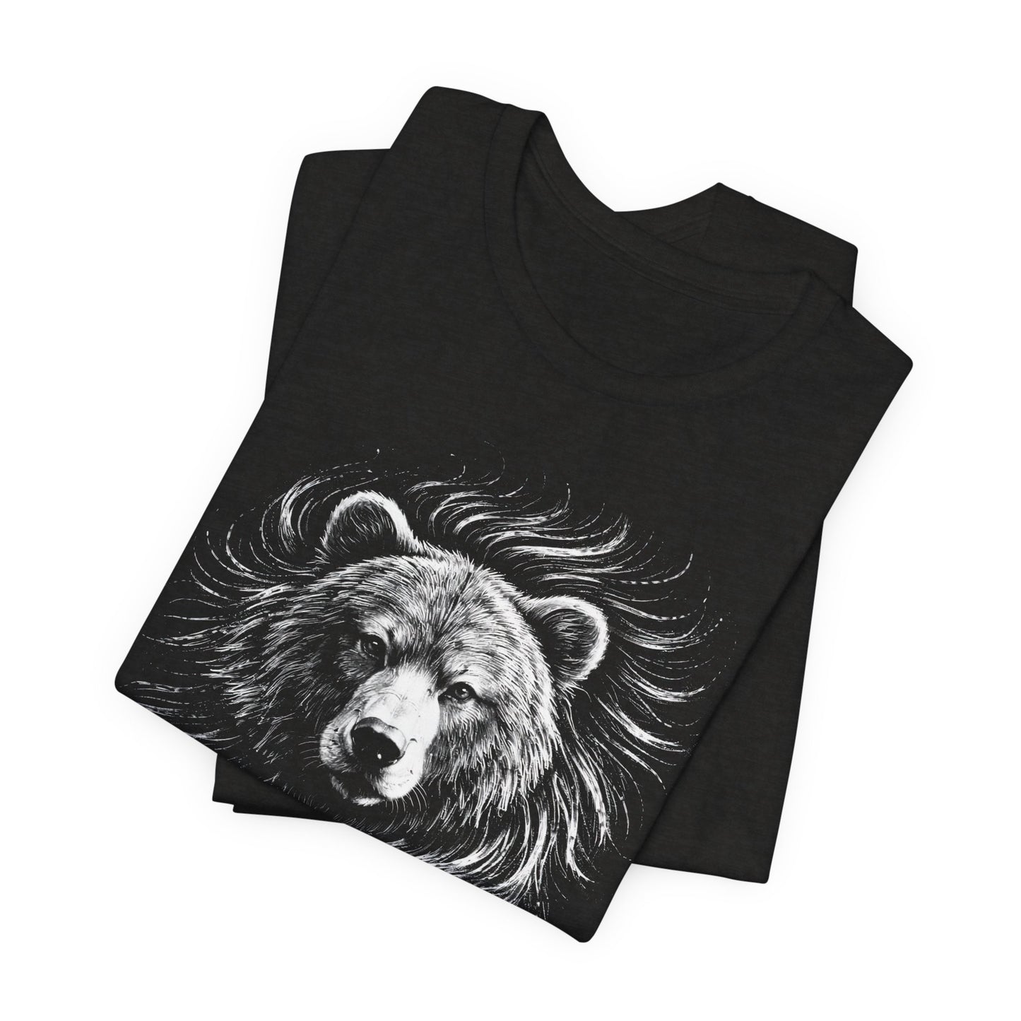 Grizzly Bear Portrait T-Shirt | Hand-Drawn Wildlife Tee in chalk style