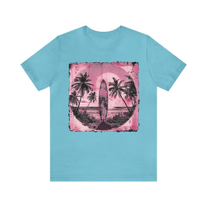 Pink vintage surfboard Unisex Jersey Short Sleeve Tee