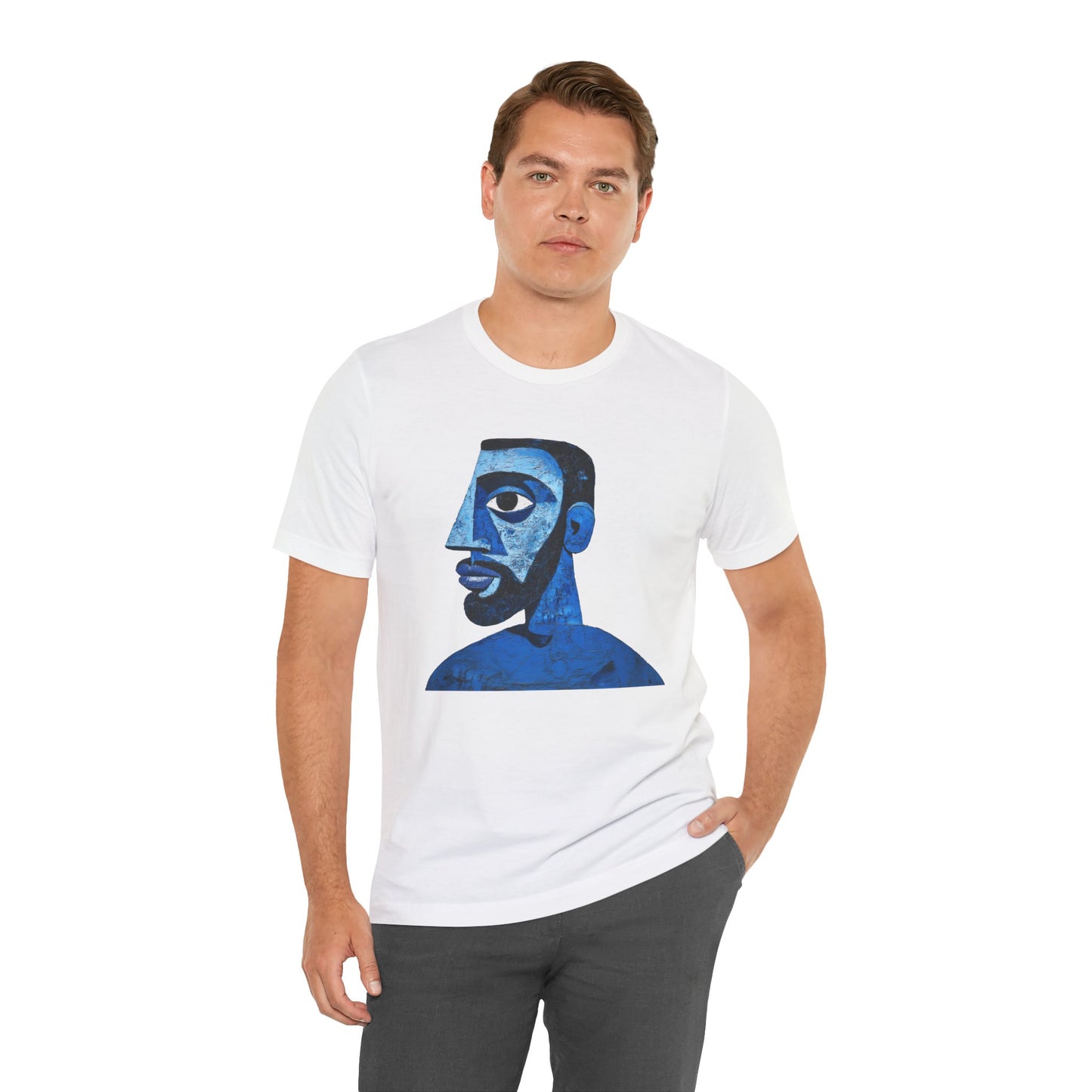 Abstract Artistic Blue Portrait Unisex Jersey Tee